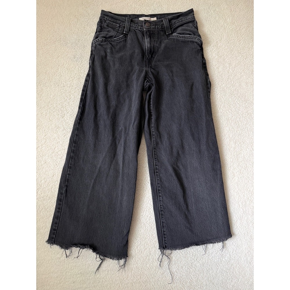 Levis '94 Baggy Wide Leg Jeans Womens 25 Gray Charcoal Wash High Rise Crop Denim